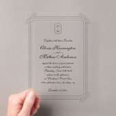 Faire-part de mariage à monogramme avec cadre géom (In situ (ordinateur de poche))
