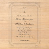Faire-part de mariage à monogramme avec cadre géom (Recto)