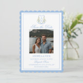 Faire-part de mariage à monogramme avec crête d'ho (Debout devant)