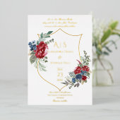 Faire-part de mariage à monogramme avec fleurs mag (Debout devant)
