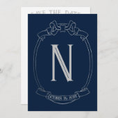 Faire-part de mariage à monogramme avec noeud papi (Devant / Derrière)