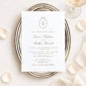 Faire-part de mariage à monogramme avec noeud papi