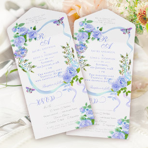 Faire-part de mariage à monogramme avec ruban de r