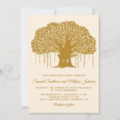 Faire-part de mariage à monogramme avec un arbre d (Devant)