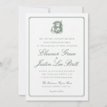 Faire-part de mariage à monogramme 'B' vert foncé
