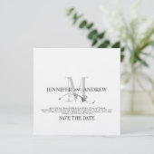 Faire-part de mariage à monogramme blanc "Save the (Debout devant)