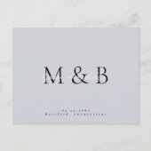 Faire-part de mariage à monogramme bleu poussiéreu (Devant)