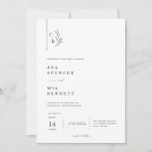 Faire-part de mariage à monogramme botanique éléga (Devant)
