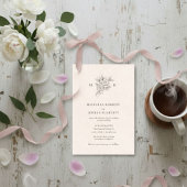 Faire-part de mariage à monogramme botanique rose