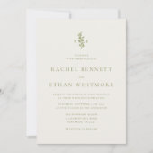 Faire-part de mariage à monogramme botanique vert  (Devant)