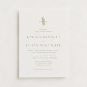 Faire-part de mariage à monogramme botanique vert 
