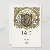 Faire-part de mariage à monogramme celtique or (Dos)