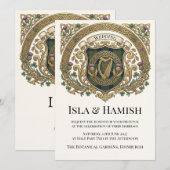 Faire-part de mariage à monogramme celtique or (Devant / Derrière)