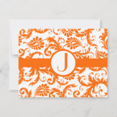 Faire-part de mariage à monogramme damassé orange (Dos)
