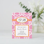 Faire-part de mariage à monogramme damassé rose et (Debout devant)