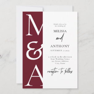 Faire-part de mariage à monogramme de Bourgogne
