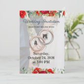 Faire-part de mariage à monogramme de couple flora (Debout devant)