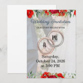 Faire-part de mariage à monogramme de couple flora (Devant / Derrière)