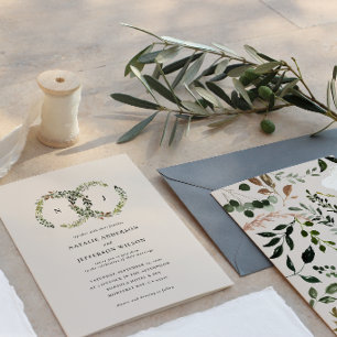 Faire-part de mariage à monogramme de couronne bot