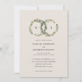 Faire-part de mariage à monogramme de couronne bot (Devant)