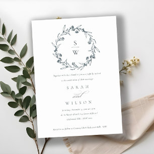 Faire-part de mariage à monogramme de couronne de