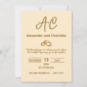 Faire-part de mariage à monogramme doré (Devant)