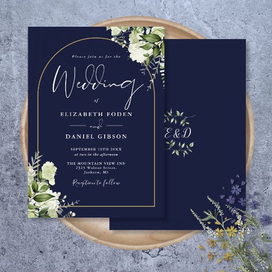 Faire-part de mariage à monogramme en arche de ver
