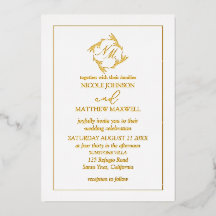 Faire-part de mariage à monogramme en couronne de