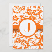 Faire-part de mariage à monogramme en damas orange (Dos)