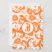 Faire-part de mariage à monogramme en damas orange (Dos)