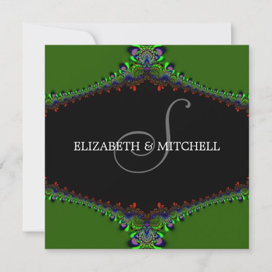 Faire-part de mariage à monogramme en dentelle fra (Devant)
