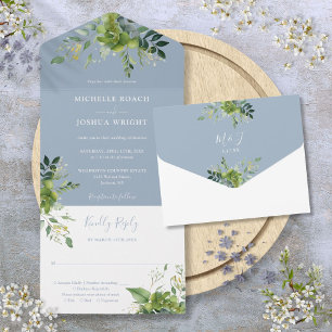Faire-part de mariage à monogramme en eucalyptus v