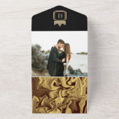 Faire-part de mariage à monogramme en marbre noir  (Dehors)