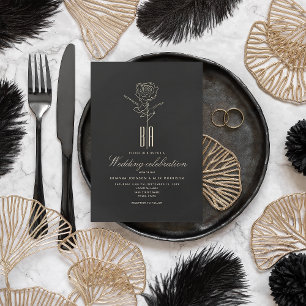 Faire-part de mariage à monogramme en or noir roma