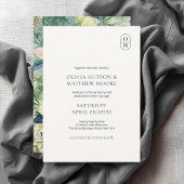 Faire-part de mariage à monogramme floral chic