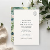 Faire-part de mariage à monogramme floral chic