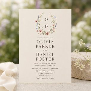Faire-part de mariage à monogramme floral de fleur