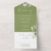 Faire-part de mariage à monogramme floral de verdu (À l'intérieur)