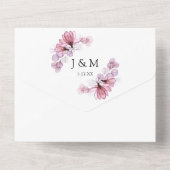 Faire-part de mariage à monogramme floral rose pou (Verso)