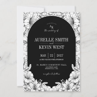 Faire-part de mariage à monogramme floral rustique