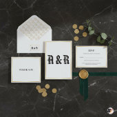Faire-part de mariage à monogramme gothique modern