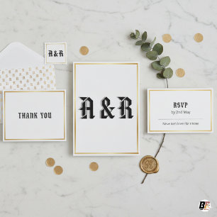 Faire-part de mariage à monogramme gothique modern