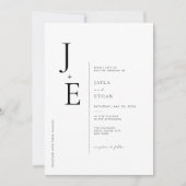 Faire-part de mariage à monogramme initial élégant (Devant)