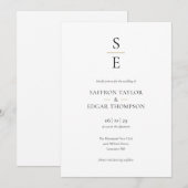 Faire-part de mariage à monogramme initial minimal (Devant / Derrière)