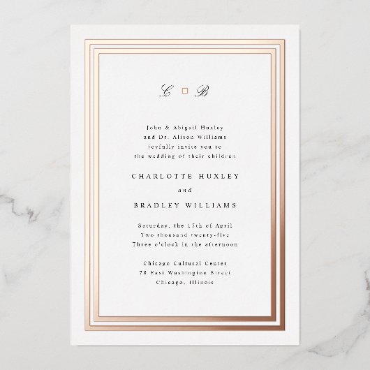 Faire-part de mariage à monogramme intemporel avec (Recto)