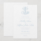 Faire-part de mariage à monogramme "L" bleu clair (Devant / Derrière)