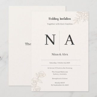 Faire-part de mariage à monogramme minimaliste