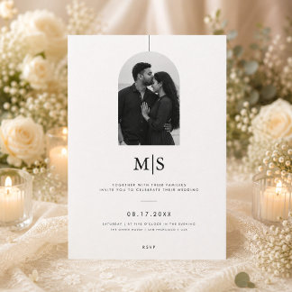 Faire-part de mariage à monogramme minimaliste ave