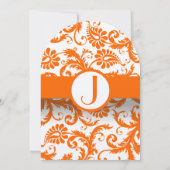 Faire-part de mariage à monogramme orange damask (Dos)