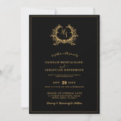 Faire-part de mariage à monogramme QR avec blason (Devant)
